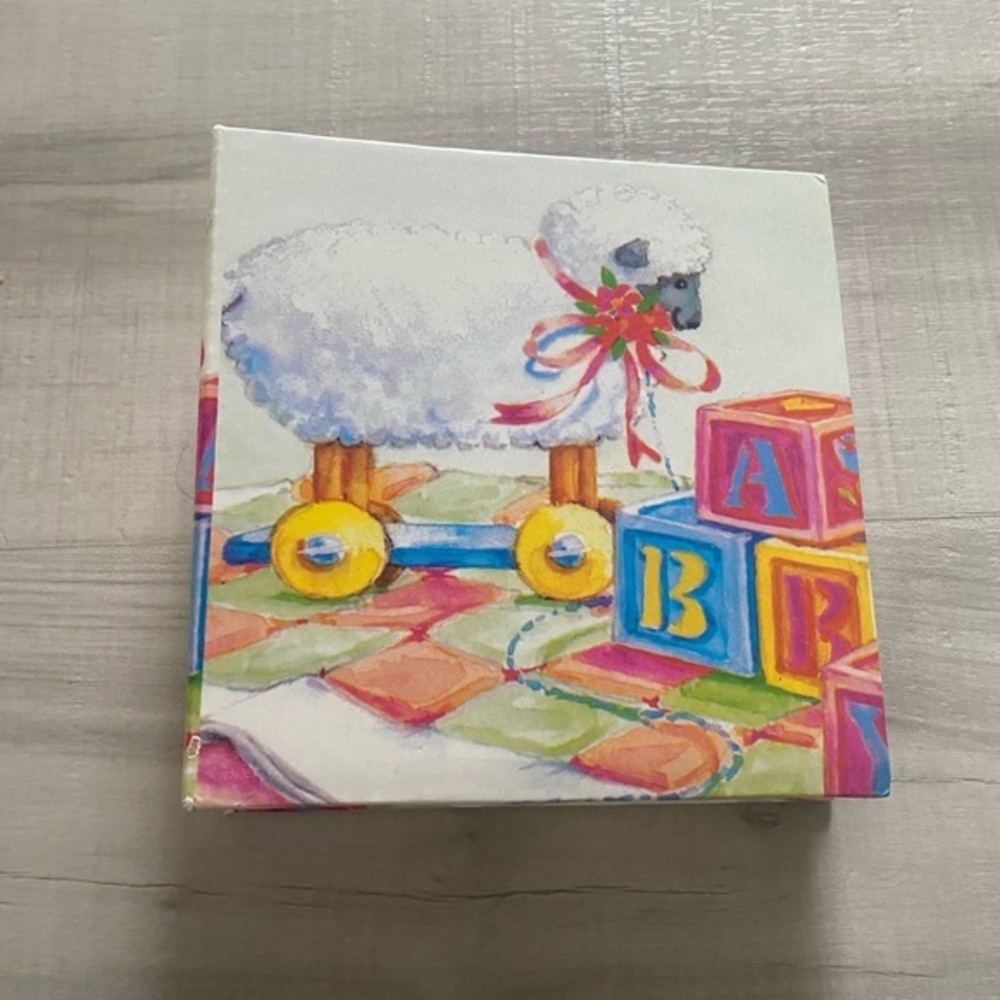 Colorful Lamb and Blocks Canvas Art photo Album boys 1year old